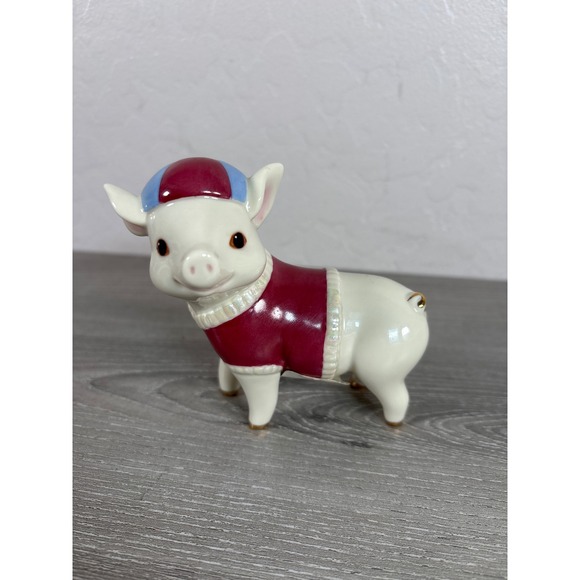 Lenox Other - Lenox Grand Slam Sam Porcelain Pig Figurine Baseball Maroon Gold Accents 782658